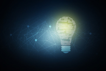  2d illustration bulb future technology, innovation background, creative idea concept 