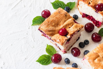 Jellied pie with fresh seasonal berries