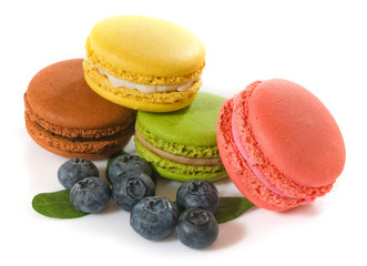 Cookies with blueberries on a white background closeup.