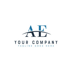 Initial letter AE, overlapping movement swoosh horizon logo company design inspiration in blue and gray color vector