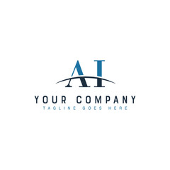 Initial letter AI, overlapping movement swoosh horizon logo company design inspiration in blue and gray color vector