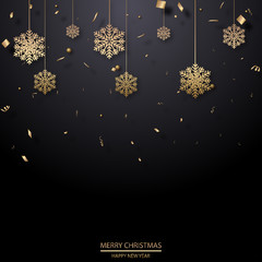 Fototapeta na wymiar Merry Christmas greeting card with Christmas ornaments. Vector