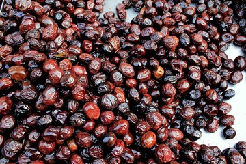 Stall with Greek olives at street market