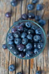 fresh blueberries in a glass bowl