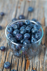 fresh blueberries in a glass bowl