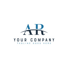Initial letter AR, overlapping movement swoosh horizon logo company design inspiration in blue and gray color vector