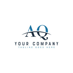 Initial letter AQ, overlapping movement swoosh horizon logo company design inspiration in blue and gray color vector