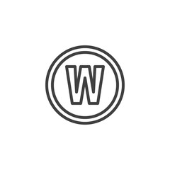 Wet cleaning, wash machine sign line icon. linear style sign for mobile concept and web design. Laundromat instruction outline vector icon. Laundry symbol, logo illustration. Vector graphics