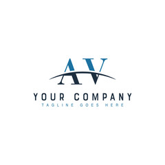 Initial letter AV, overlapping movement swoosh horizon logo company design inspiration in blue and gray color vector