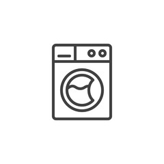 Washing machine with clothes line icon. linear style sign for mobile concept and web design. Washer machine outline vector icon. Laundry symbol, logo illustration. Vector graphics