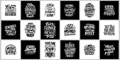 Inspirational quotes. Hand drawn vintage illustrations with lettering. Drawing for prints on t-shirts and bags, stationary or poster.