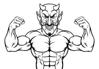 A devil Satan or Lucifer strong sports mascot cartoon character