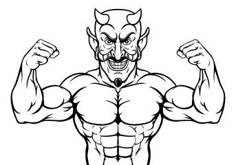A devil Satan or Lucifer strong sports mascot cartoon character