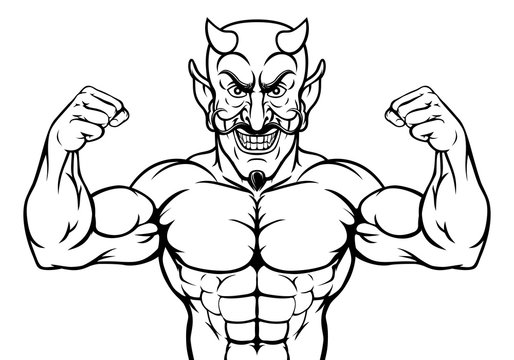 A devil Satan or Lucifer strong sports mascot cartoon character