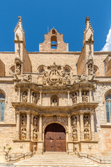 Fototapeta na wymiar View at the Portal of Church of Santa Maria in Montblanc town - Spain