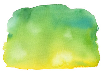 Yellow and green blue abstract watercolor paper texture. Stain watercolor.