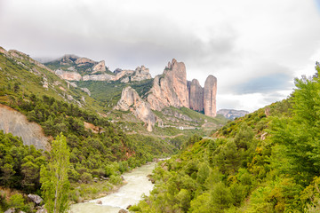 Fototapeta na wymiar Gate to Pyrenees, Gallego river with rockies - Spain