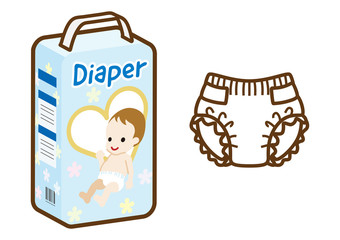 オムツ　アイコン　線画