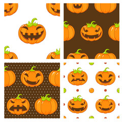 Collection of seamless vector Halloween backgrounds