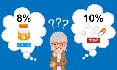 消費税の軽減税率に疑問を抱くシニア女性　サプリメントと医薬品