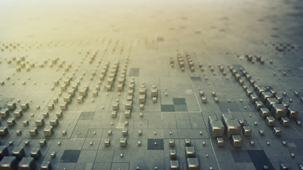 Fototapeta premium Cubes on grunge surface abstract 3D render illustration