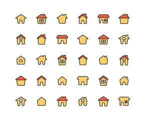 Home Filled Ouline Icon Set on white background.
