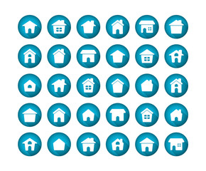 Home Flat Long Shadow Icon Set on white background.