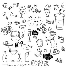 Hand drawn doodle illustration collection set