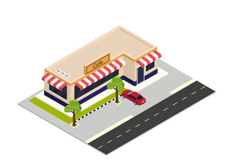 vector isometric coffee shop