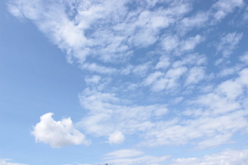 Beautiful clouds floating on the vast blue of the sky