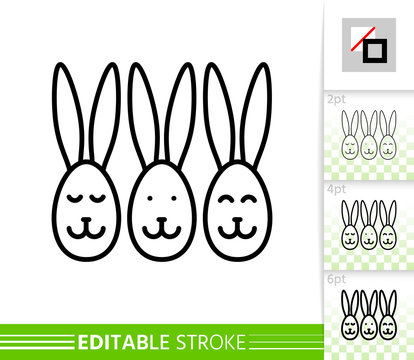 Easter bunny egg face simple thin line vector icon