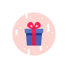 Loyalty reward prize, surprising gift box, super present, birthday gift, flat icon