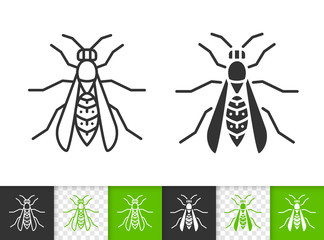 Wasp hornet bee simple black line vector icon