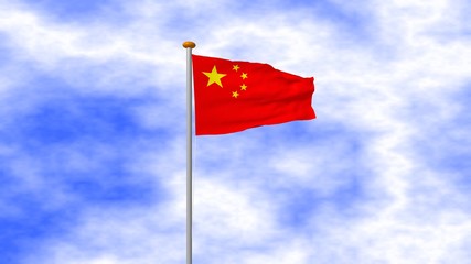 Fototapeta na wymiar China flag on blue sky