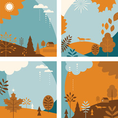 Fototapeta na wymiar Autumn banners, set autumn sale banners template designs, fall sale posters