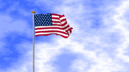 american flag of united states of america with blue sky