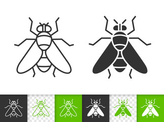 Fly insect simple black line vector icon
