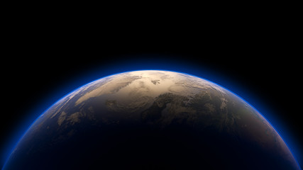 Fototapeta na wymiar 3d isolated render of glowing planet earth from space.