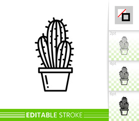 Cactus saguaro houseplant simple line vector icon