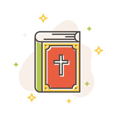 Holy bible book Easter filled outline vector icon