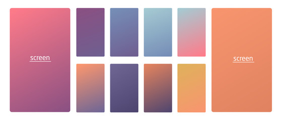 Vibrant and smooth gradient soft colors for devices, pc s and modern smartphone screen backgrounds set vector ux and ui design illustration