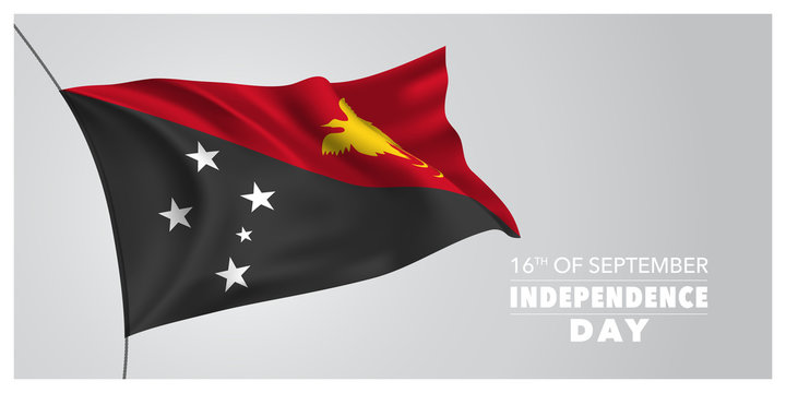 Papua New Guinea independence day greeting card, banner, horizontal vector illustration