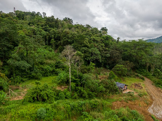 Beautiful aerial view of the Pacuare river in Costa Rica