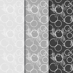 tropical palm leaves and circles seamless floral pattern hand drawn leaves