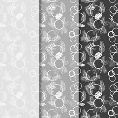 tropical palm leaves and circles seamless floral pattern hand drawn leaves