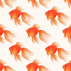 Wallpaper murals Gold fish Vector seamless pattern with high detail goldfish