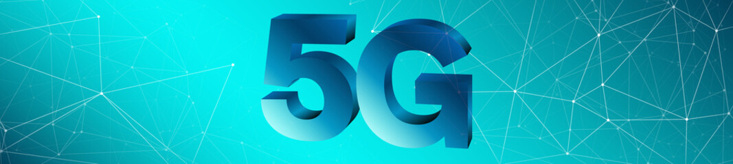 Long banner 5g network abstract background