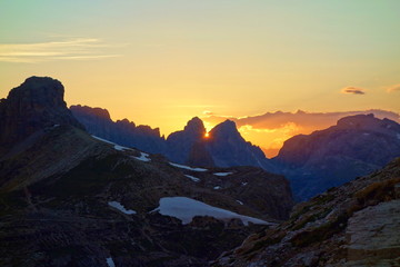 Fototapeta na wymiar Croda dei Toni during sunset in Dolomites national park, Sexten, Tyrol, Italy