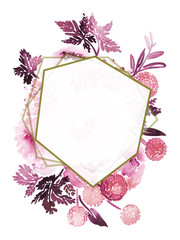 Greeting card with watercolor flowers handmade.