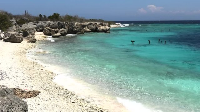 Cura&ccedil;ao Director's Bay mid wide shot of shore and sea